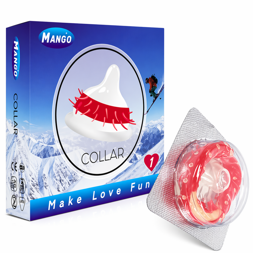 MANGO Spiral Collar Fun Condom Ring – Textured Pleasure Enhancer for Couples