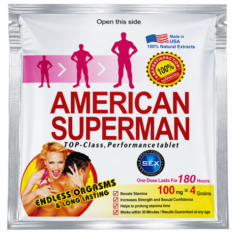 American Superman Performance Tablets for Men – Stamina & Timing Support (4 Tablets)