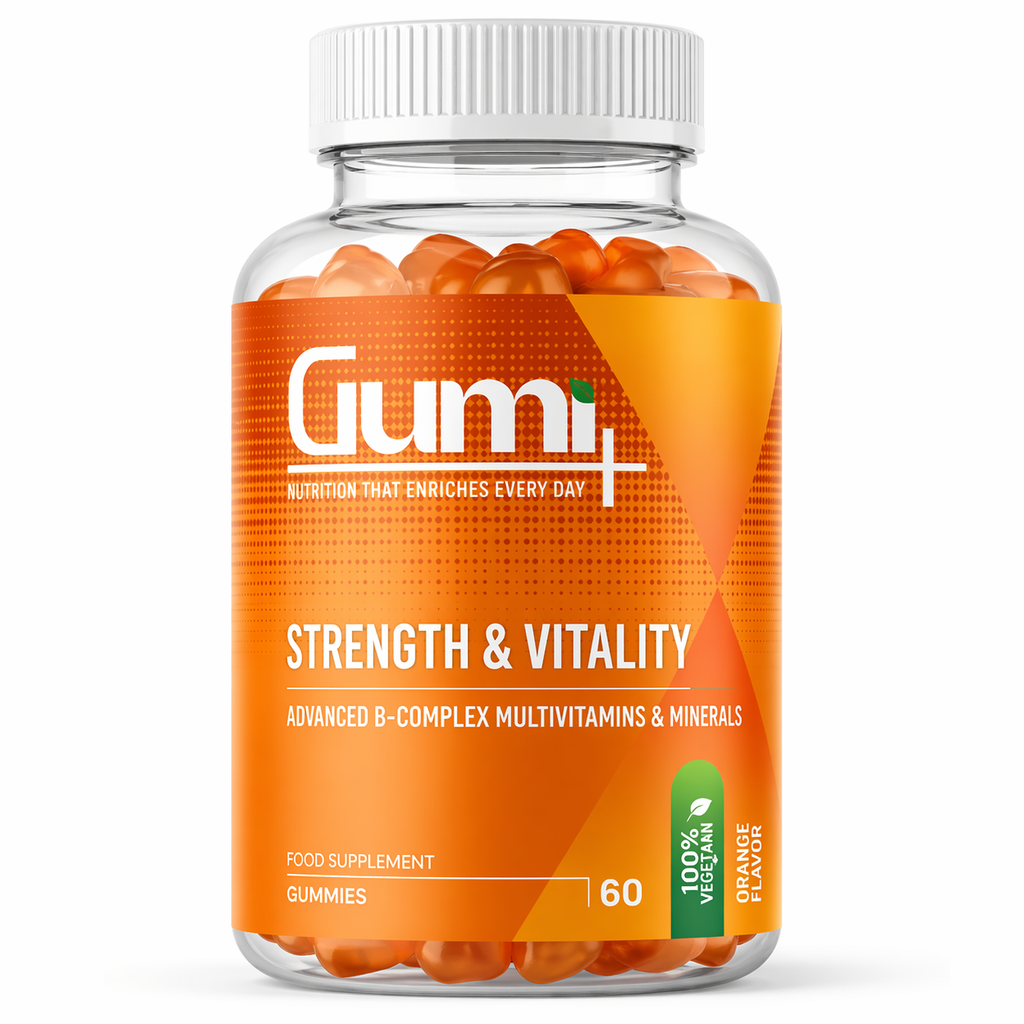 Gumi Plus Strength & Vitality Gummies – 60 Gummies | Advanced B-Complex Multivitamins & Minerals
